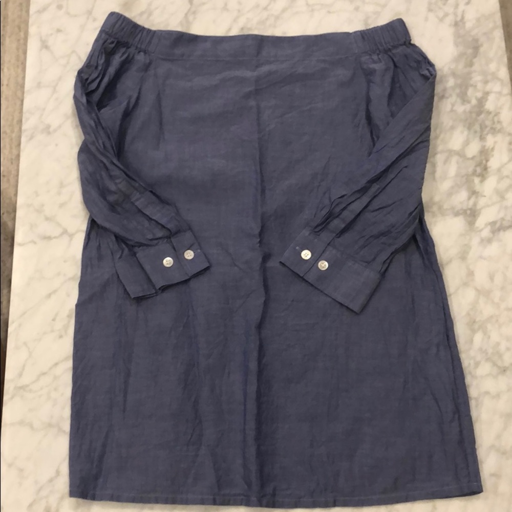 Theory Off the Shoulder Top - Blue Linen